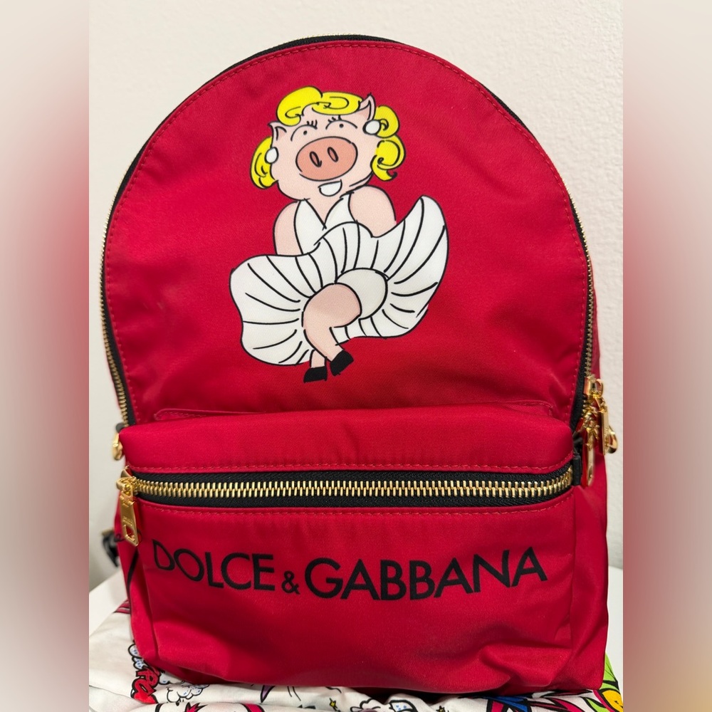 #153 Dolce & Gabbana Red Backpack with COA
